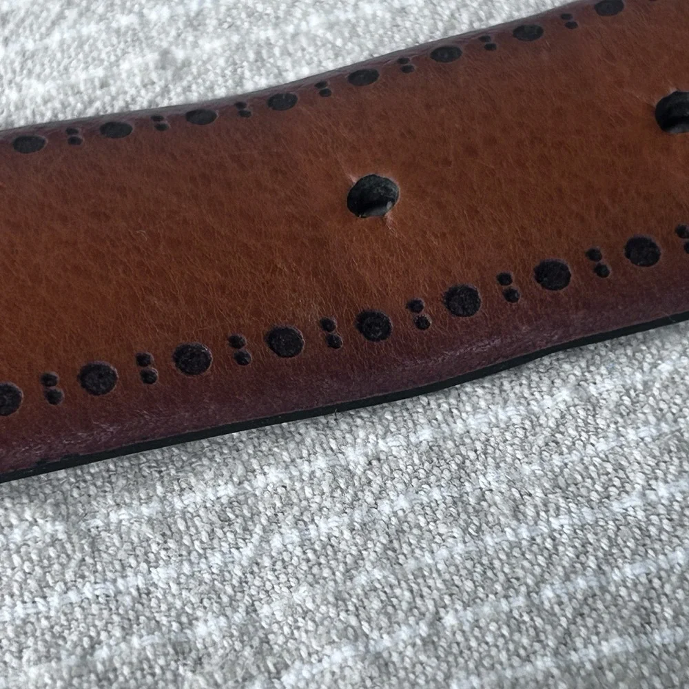 Genuine Italian Leather Belt Made in Italy Brown Slim Casual Dress Classic Sz 42